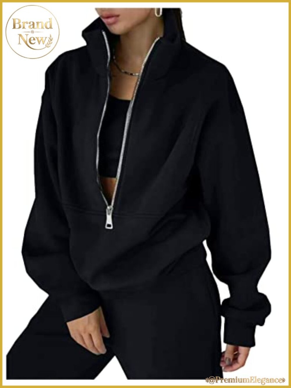 Women's Fleece 2-Piece Sweatsuit Half Zip Pullover Tracksuit Jogger Set